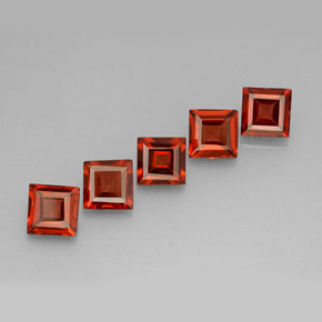 캐럿 천연 붉은빛 오렌지 알만딘 가넷 보석, 스퀘어, 4.1×4.1 mm, VS