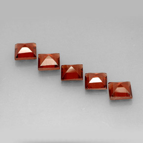 캐럿 천연 붉은빛 오렌지 알만딘 가넷 보석, 스퀘어, 4.1×4.1 mm, VS