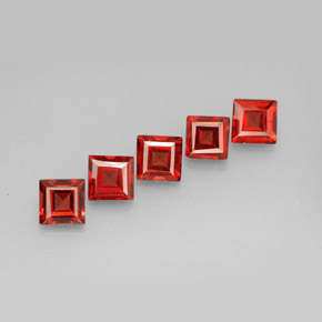 캐럿 천연 붉은빛 오렌지 알만딘 가넷 보석, 스퀘어, 4×4 mm, VS