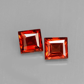 캐럿 천연 오렌지 레드 알만딘 가넷 보석, 스퀘어, 4.2×4 mm, VVS-VS
