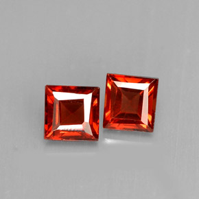 캐럿 천연 오렌지 레드 알만딘 가넷 보석, 스퀘어, 4.2×4 mm, VVS-VS
