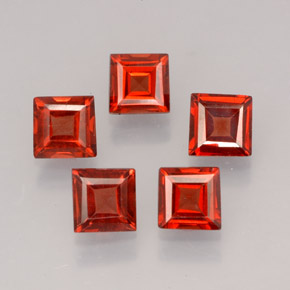 캐럿 천연 오렌지 레드 알만딘 가넷 보석, 스퀘어, 4.3×4.2 mm, VVS-VS