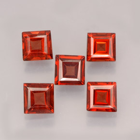 캐럿 천연 오렌지 레드 알만딘 가넷 보석, 스퀘어, 4.3×4.2 mm, VVS-VS