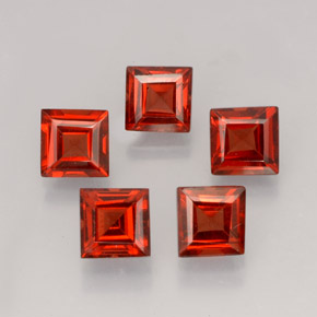캐럿 천연 오렌지 레드 알만딘 가넷 보석, 스퀘어, 4.2×4.2 mm, VVS-VS