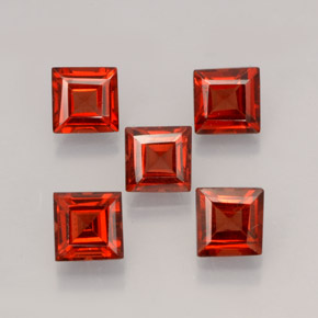 캐럿 천연 오렌지 레드 알만딘 가넷 보석, 스퀘어, 4.2×4.2 mm, VVS-VS