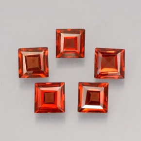 캐럿 천연 오렌지 레드 알만딘 가넷 보석, 스퀘어, 4.2×4.1 mm, VVS-VS