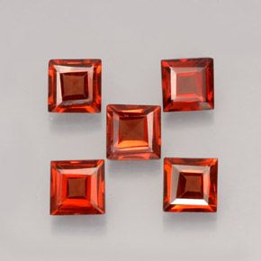 캐럿 천연 오렌지 레드 알만딘 가넷 보석, 스퀘어, 4.2×4.1 mm, VVS-VS