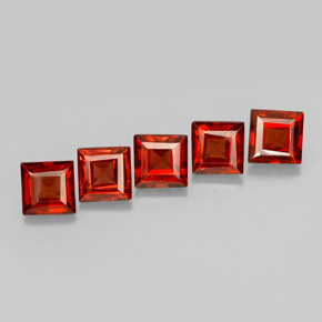 캐럿 천연 오렌지 레드 알만딘 가넷 보석, 스퀘어, 4.1×4.1 mm, VVS-VS