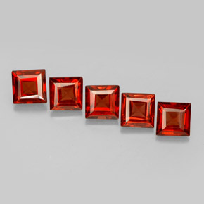 캐럿 천연 오렌지 레드 알만딘 가넷 보석, 스퀘어, 4.1×4.1 mm, VVS-VS
