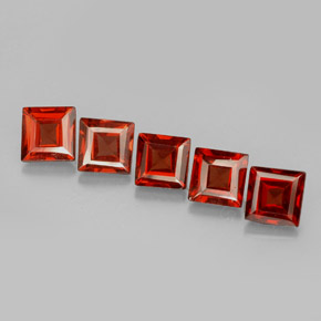 캐럿 천연 오렌지 레드 알만딘 가넷 보석, 스퀘어, 4.1×4.1 mm, VVS-VS