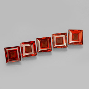캐럿 천연 오렌지 레드 알만딘 가넷 보석, 스퀘어, 4.1×4.1 mm, VVS-VS