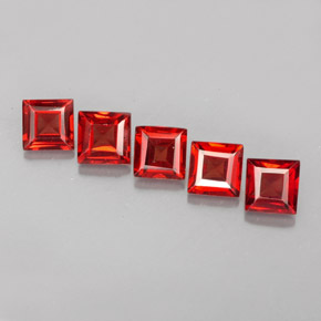 캐럿 천연 오렌지 레드 알만딘 가넷 보석, 스퀘어, 4.2×4.1 mm, VVS-VS