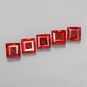캐럿 천연 오렌지 레드 알만딘 가넷 보석, 스퀘어, 4.2×4.1 mm, VVS-VS