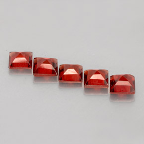 캐럿 천연 오렌지 레드 알만딘 가넷 보석, 스퀘어, 4.2×4.1 mm, VVS-VS