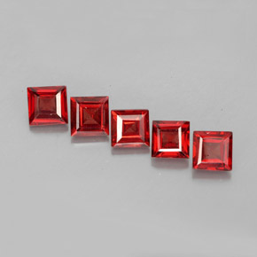 캐럿 천연 오렌지 레드 알만딘 가넷 보석, 스퀘어, 4.2×4.2 mm, VVS-VS