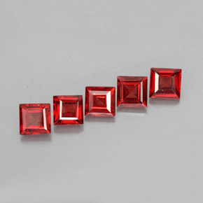 캐럿 천연 오렌지 레드 알만딘 가넷 보석, 스퀘어, 4.2×4.2 mm, VVS-VS