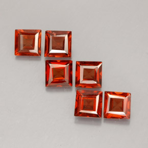 캐럿 천연 오렌지 레드 알만딘 가넷 보석, 스퀘어, 4.2×4.1 mm, VVS-VS
