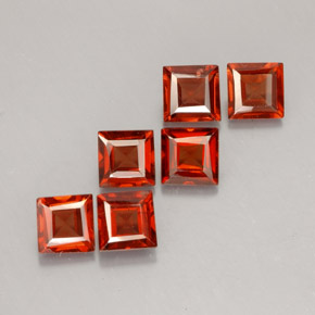 캐럿 천연 오렌지 레드 알만딘 가넷 보석, 스퀘어, 4.2×4.1 mm, VVS-VS