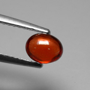 0.88캐럿 천연 오렌지 레드 알만딘 가넷, 타원형 컷, 6×4.9 mm, 투명한