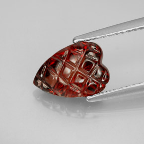 2.94캐럿 천연 딥 레드 알만딘 가넷, 하트 모양, 10×7.2 mm, 투명한
