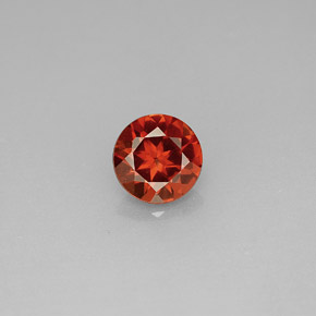 0.99캐럿 천연 오렌지 레드 알만딘 가넷, 라운드 컷, 6.03 mm, VS