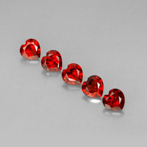캐럿 천연 딥 레드 알만딘 가넷 보석, 하트 모양, 5×5 mm, VVS-VS