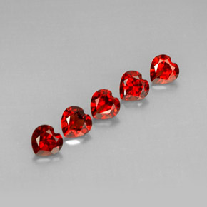 캐럿 천연 딥 레드 알만딘 가넷 보석, 하트 모양, 5×5 mm, VVS-VS