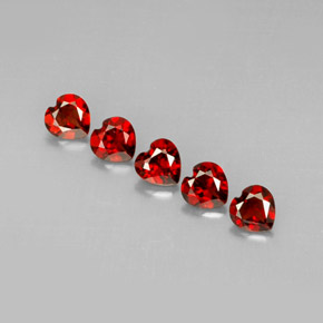 캐럿 천연 딥 레드 알만딘 가넷 보석, 하트 모양, 5.1×5.1 mm, VVS-VS