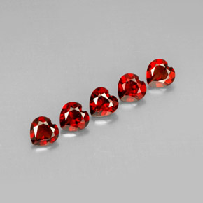 캐럿 천연 딥 레드 알만딘 가넷 보석, 하트 모양, 5.1×5.1 mm, VVS-VS
