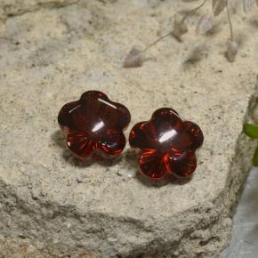 캐럿 천연 딥 레드 알만딘 가넷 보석, 플라워 컷, 7.4×7.1 mm, 투명한