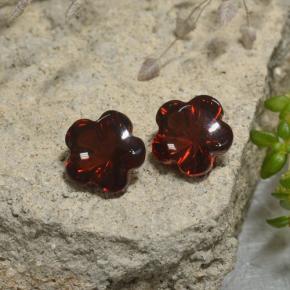 캐럿 천연 딥 레드 알만딘 가넷 보석, 플라워 컷, 7.4×7.1 mm, 투명한