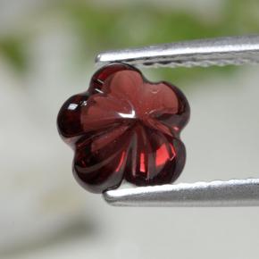 1.73캐럿 천연 딥 레드 알만딘 가넷, 플라워 컷, 7.1×7 mm, 투명한