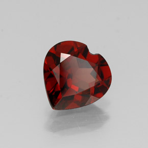 1.37캐럿 천연 딥 레드 알만딘 가넷, 하트 모양, 7.2×7.1 mm, VVS