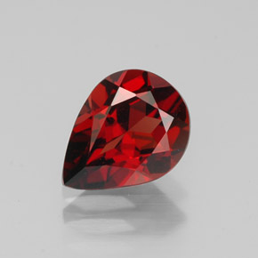 1.84캐럿 천연 딥 레드 알만딘 가넷, 배 모양, 9.1×6.9 mm, VS