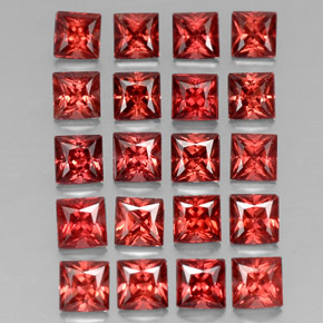 캐럿 천연 레드 알만딘 가넷 보석, 스퀘어, 4×4 mm, VVS-VS