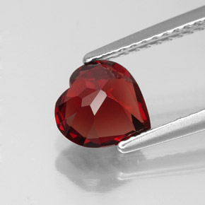 1.44캐럿 천연 딥 레드 알만딘 가넷, 하트 모양, 7.1×7.1 mm, VVS