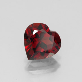 1.59캐럿 천연 딥 레드 알만딘 가넷, 하트 모양, 7.2×7.2 mm, VVS