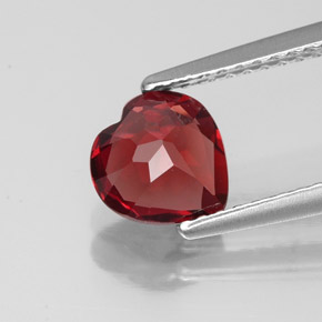 1.24캐럿 천연 딥 레드 알만딘 가넷, 하트 모양, 6.8×6.8 mm, VVS-VS