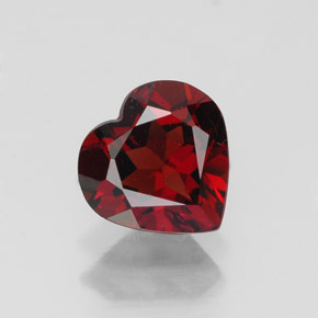 1.33캐럿 천연 딥 레드 알만딘 가넷, 하트 모양, 7×6.9 mm, VVS
