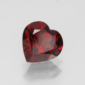 1.33캐럿 천연 딥 레드 알만딘 가넷, 하트 모양, 7×6.9 mm, VVS