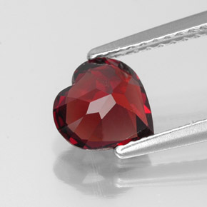 1.33캐럿 천연 딥 레드 알만딘 가넷, 하트 모양, 7×6.9 mm, VVS
