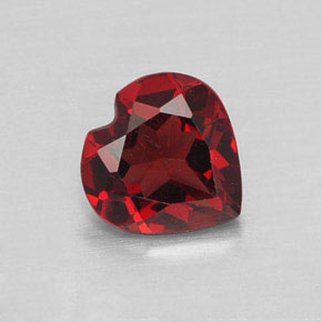 1.35캐럿 천연 딥 레드 알만딘 가넷, 하트 모양, 7.2×7.1 mm, VVS-VS