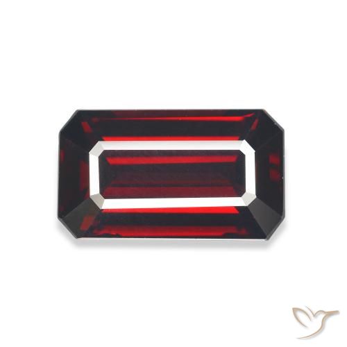 7.60ct 자연스러운 딥 레드 알만딘 석류석, 에메랄드 컷, VVS-VS