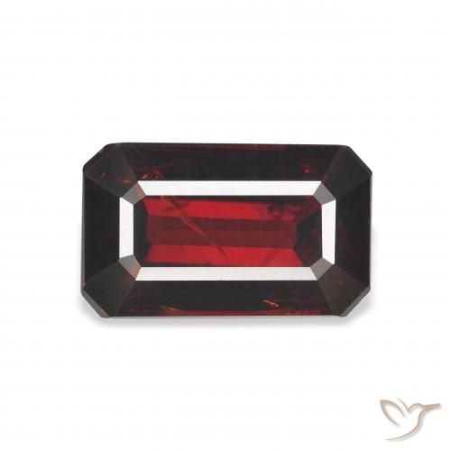 5.94ct 자연스러운 검붉은색 알만딘 석류석, 에메랄드 컷, VS-SI