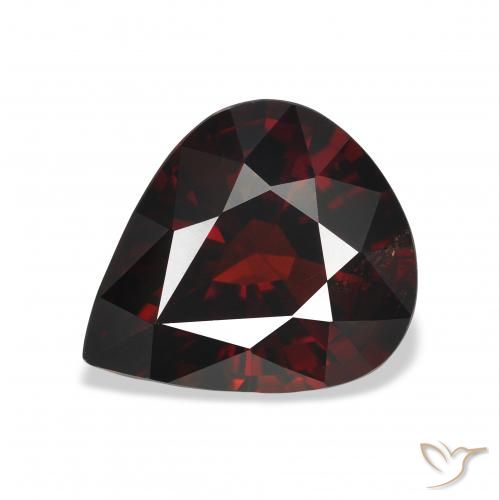 5.46ct 자연스러운 다크 레드 알만딘 석류석, 배 모양, VS