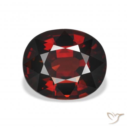 5.15ct 자연스러운 검붉은색 알만딘 석류석, 타원형, VVS