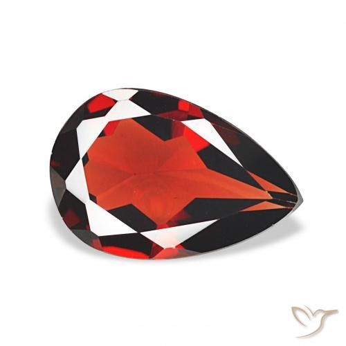 3.16캐럿 천연 미디엄 레드 알만딘 석류석, 배 모양, VVS-VS