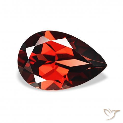 3.43캐럿 천연 다크 레드 알만딘 석류석, 배 모양, VS