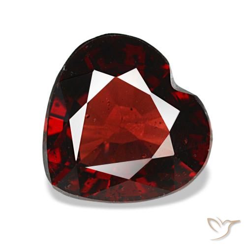 1.88캐럿 천연 다크 레드 알만딘 가넷, 하트 모양, 7.7×7.4 mm, VS