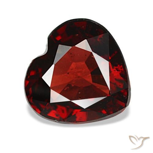 1.88캐럿 천연 다크 레드 알만딘 가넷, 하트 모양, 7.7×7.4 mm, VS